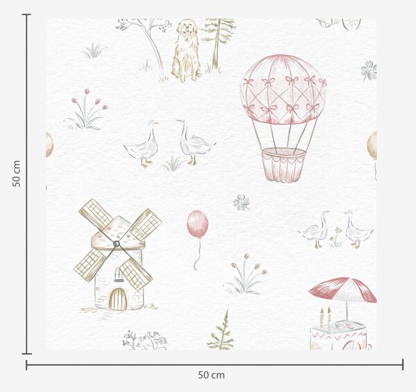 Tapety Ilustrace pro děti: Pejsek, kachny, míče, mlýn, Tapety dětské, Tapety pro chlapce, a00278 : uwalls.cz