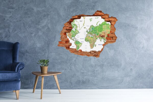 Samolepící díra na stěnu Mapa světa nd-c-82821199