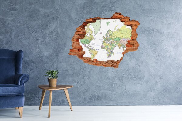 Samolepící díra na stěnu Mapa světa nd-c-82821483