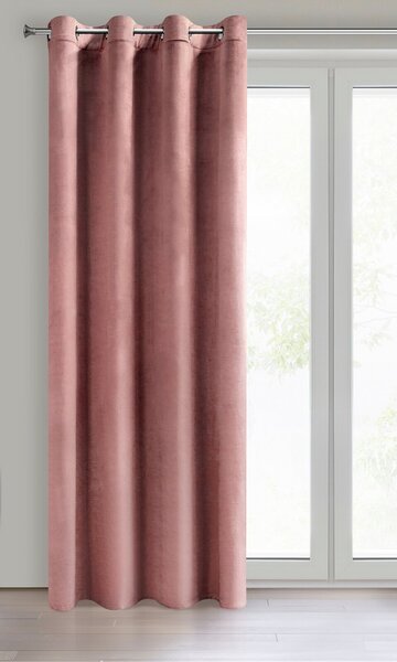 ZATEMŇOVACÍ ZÁVĚS NA KROUŽCÍCH ROSA 140X250 CM TMAVĚŘŮŽOVÁ
