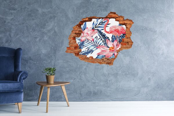 Díra 3D fototapeta nálepka Plameňáci a rostliny nd-c-83343113
