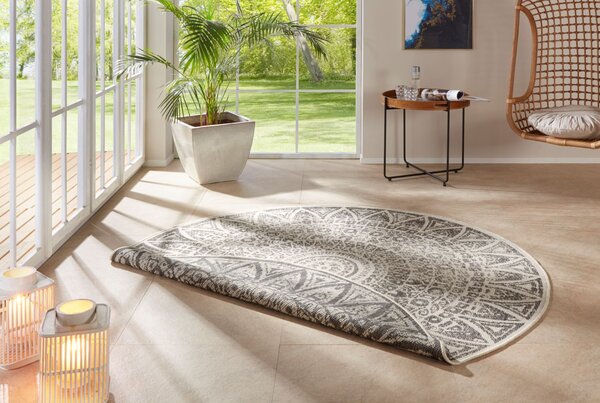 MK Original: Produkty s rodokmenem, Kusový koberec Mujkoberec Original Nora 104160 Grey Creme kruh – na ven i na doma, 140x140 (průměr) kruh, šedá, chodba / předsíň