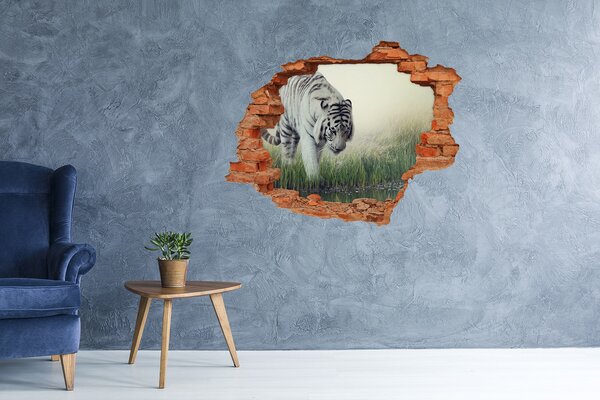 Díra 3D fototapeta nálepka Bílý tygr nd-c-84071201