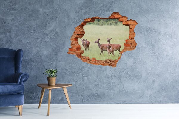 Díra 3D fototapeta nálepka Srna s mladýma nd-c-84087864