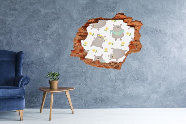 Díra 3D fototapeta nálepka Medvídci ilustrace nd-c-84211237