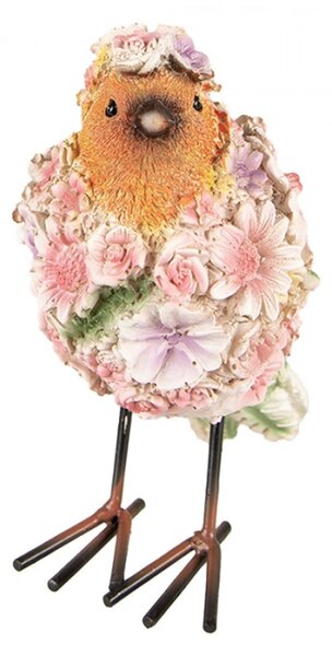 Figurka ptáčka posetého kytičkami – 7x10x12 cm