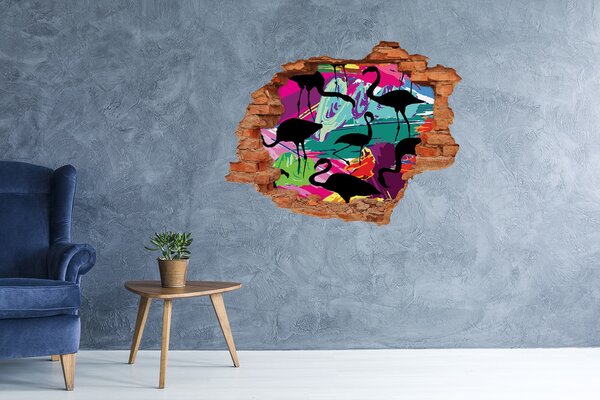 Díra 3D fototapeta nástěnná Nálepka plameňáci nd-c-85154046
