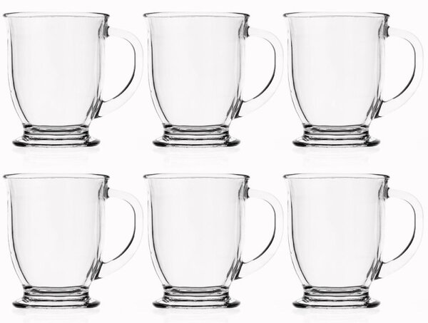 Skleněné hrnky na kávu 400 ml 6ks SPRINGOS KI0186 čiré