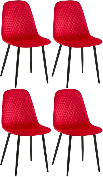 4x Židle Giverny samet - červená