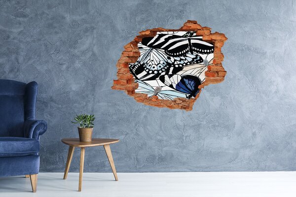 Díra 3D foto tapeta nálepka Motýli a květiny nd-c-85755564