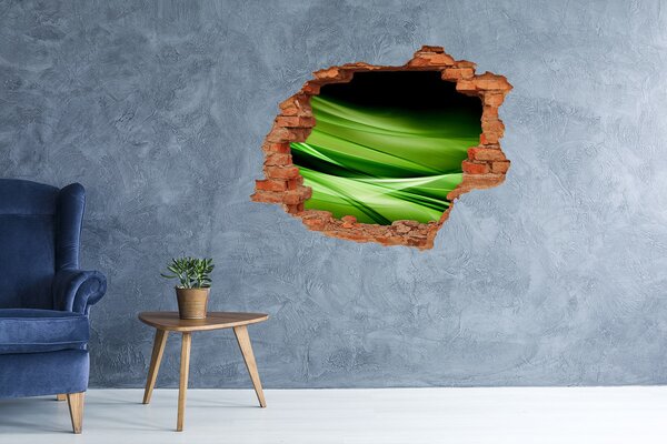 Samolepící díra zeď 3D Zelené vlny pozadí nd-c-87078667