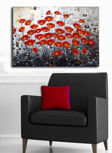 Wallity Obraz Poppy 45x70 cm červený