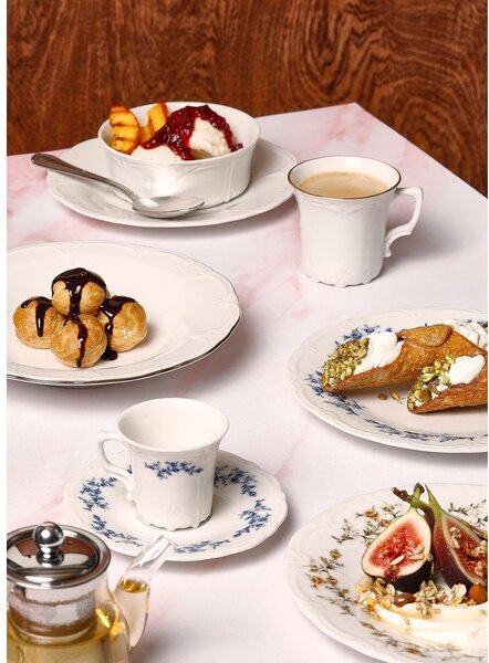 Bílý/modrý porcelánový šálek na espresso 110 ml Retro – BonBistro