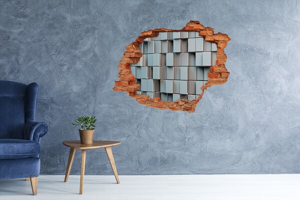 Samolepící díra zeď 3D Stěna krychle nd-c-87762697