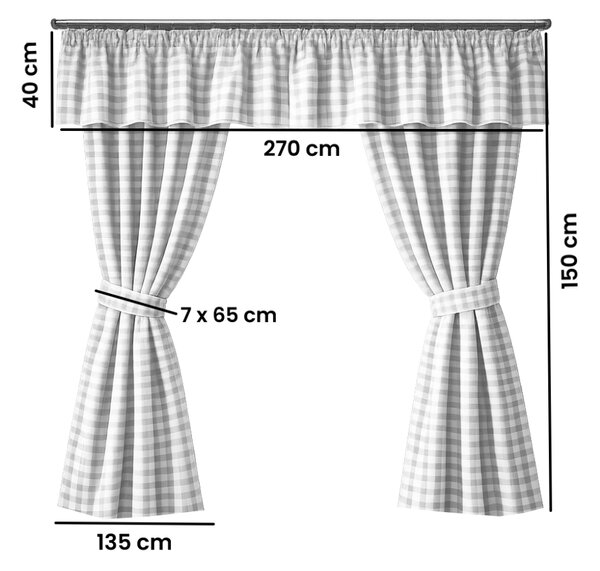 Kanafasový závěsový set 2x 150x135 cm + kanýr 40x270 cm Modrá 1x1 cm