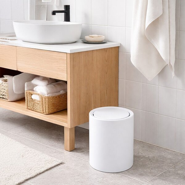 Bílý plastový odpadkový koš 6 l – Orion