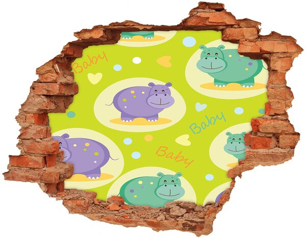 Díra 3D foto tapeta nálepka Hroši nd-c-89402054