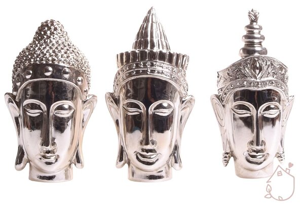 Budha - sada 3 kusů stříbrná