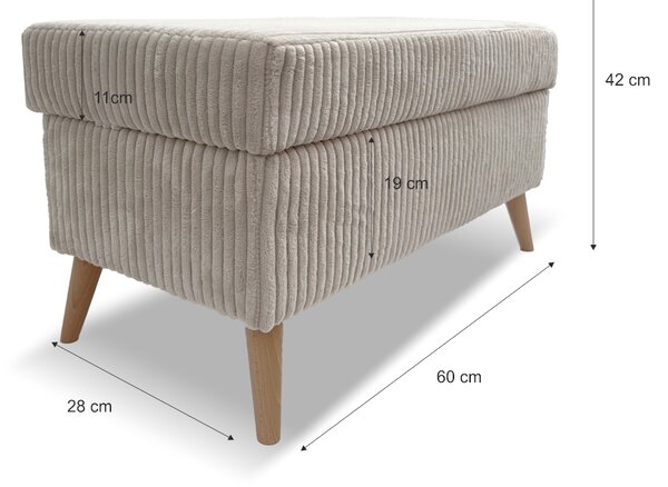 Taburet TESS 60x28 s úložným prostorem - hnědý - manšestr - LINCOLN 17