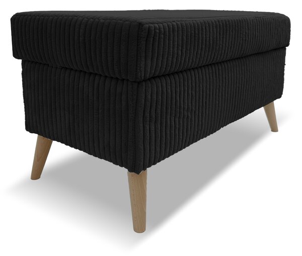 Taburet TESS 60x28 s úložným prostorem - černý - manšestr - LINCOLN 100