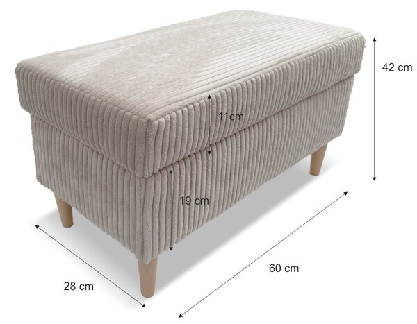 Taburet ZANE 60x28 s úložným prostorem - zelený - manšestr - LINCOLN 72