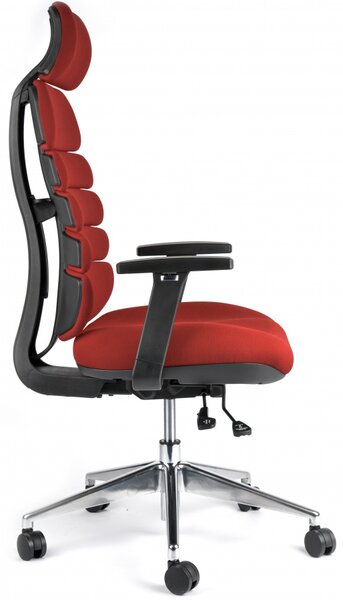 Kancelářská ergonomická židle SPINE s podhlavníkem — látka, nosnost 130 kg Šedá