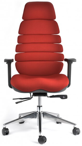 Kancelářská ergonomická židle SPINE s podhlavníkem — látka, nosnost 130 kg Šedá