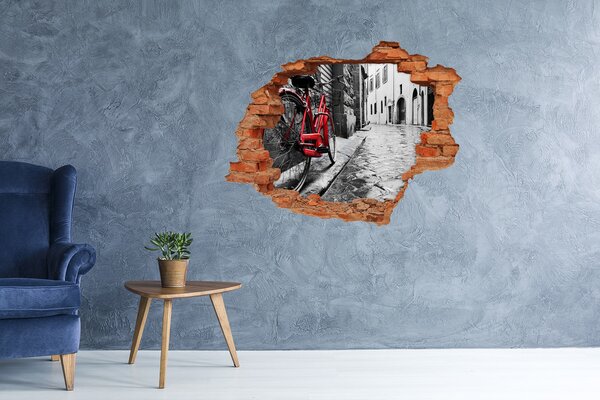 Díra 3D foto tapeta nálepka Červené kolo nd-c-95275197