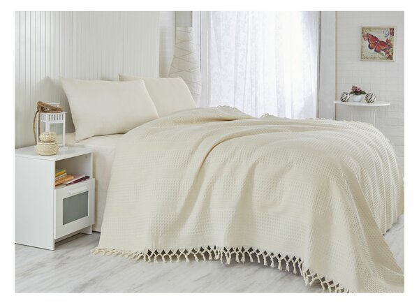 L'ESSENTIEL MAISON Krémový přehoz na postel 220 × 240 cm
