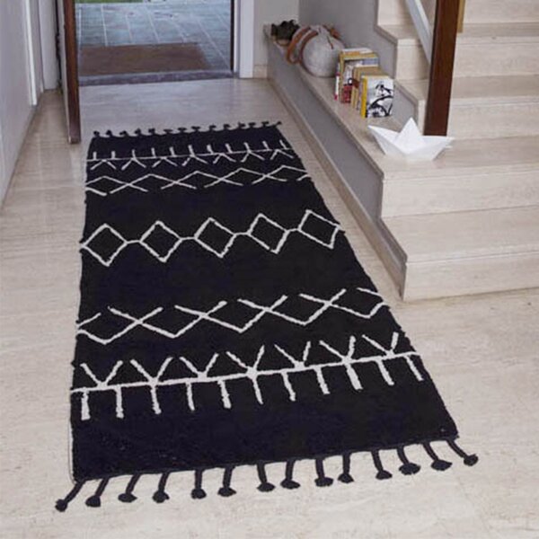 LORENA CANALS Pratelný koberec Berber Black — Běhoun 230 × 80 cm