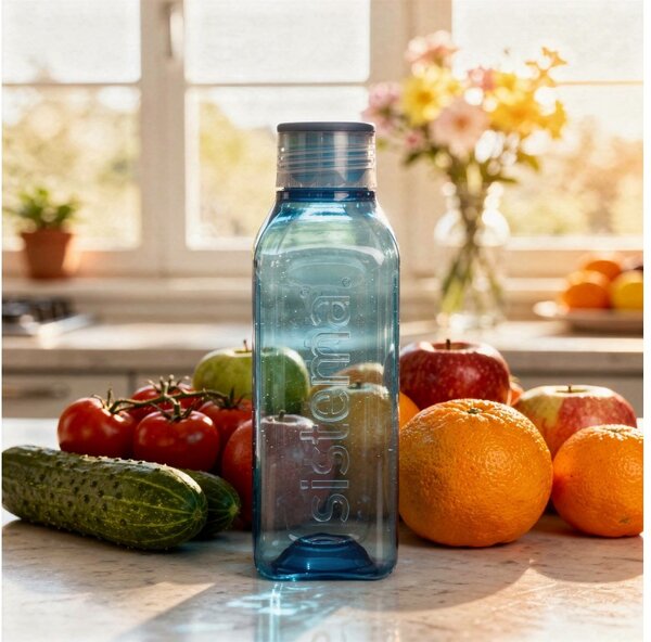 Sistema Hranatá láhev se šroubovacím víčkem Hydrate Square 475 ml, modrá