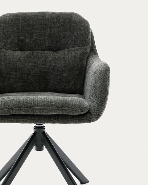 Tmavě zelené čalouněné jídelní křeslo s područkami Lexa – Kave Home