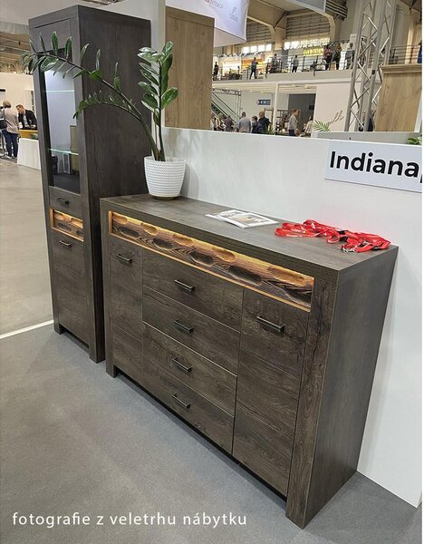 INDIANAPOLIS t | komoda I-6 s policí a zásuvkami | 76 cm | jasan tmavý