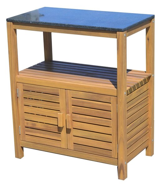 Sunfun Akácie Kuchyňský modul, 52 × 87 × 75 cm, dřevo z akácie, žula