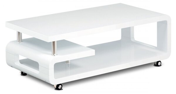 Konferenční stolek 115x60, bílá MDF vysoký lesk AHG-616 WT