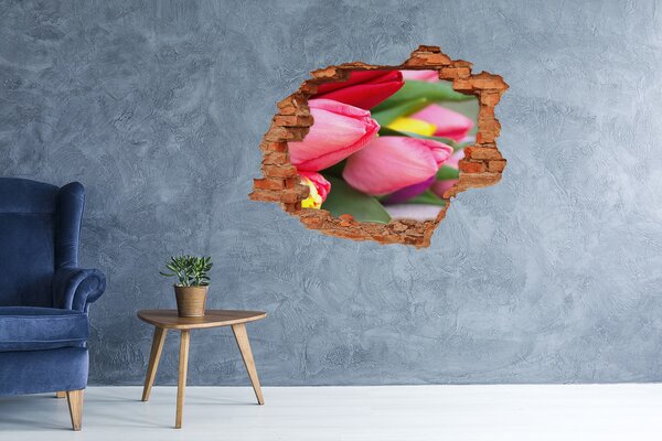 Samolepící díra na stěnu Barevné tulipány nd-c-98761222