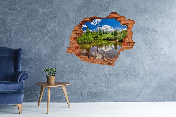 Nálepka 3D díra na zeď Jezero v lese nd-c-99700033