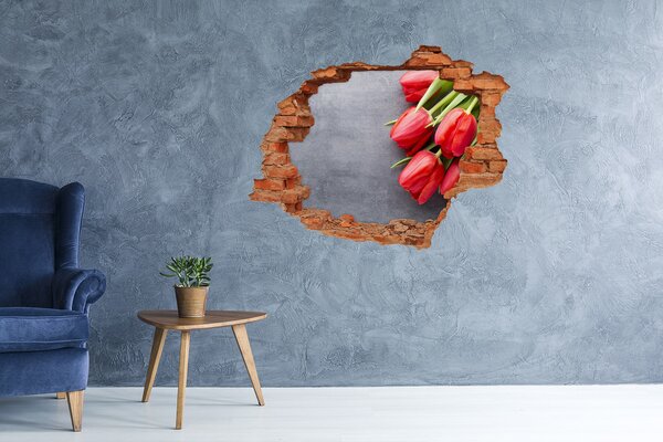 Samolepící díra na stěnu Červené tulipány nd-c-99719823