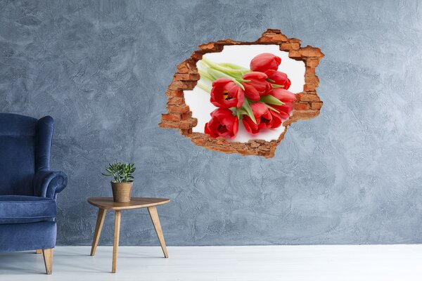 Samolepící díra na stěnu Červené tulipány nd-c-99817079
