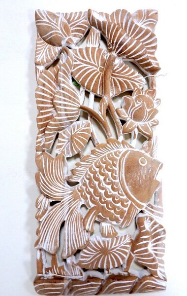 Závěsná dekorace RYBA, teakové dřevo, ruční práce, Thajsko