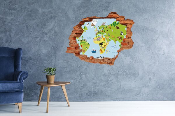 Samolepící díra na stěnu Mapa zvířata nd-c-99962679