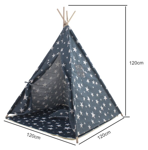 Aga4Kids Dětské Teepee Hvězdy Tmavě modrá