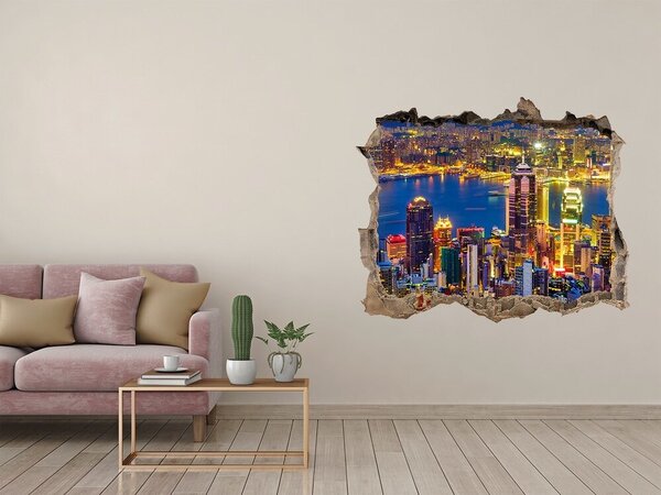 Fototapeta díra na zeď 3D Hongkong noc nd-k-70819523