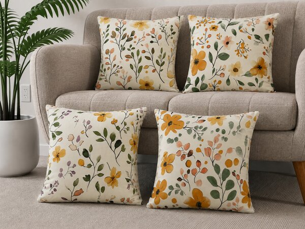 XPOSE® Set povlaků na polštář PASTELOVÉ KVĚTY 43x43 cm - set 4ks