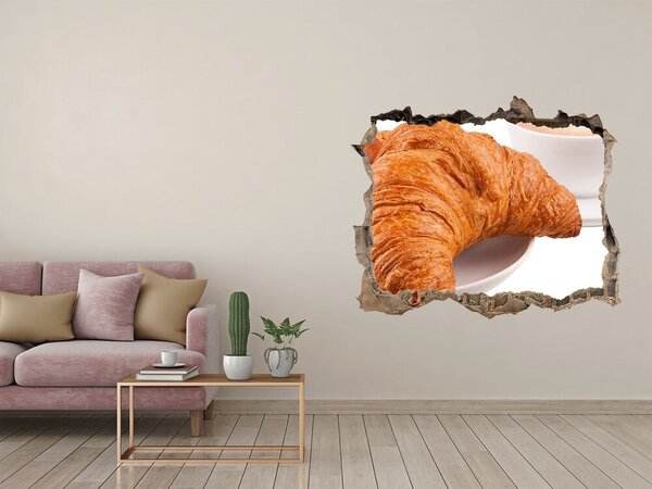 Nálepka 3D díra na zeď Rohlíky a káva nd-k-71215750
