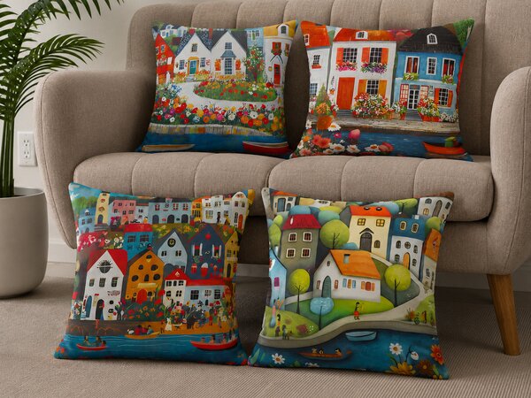 XPOSE® Set povlaků na polštář PŘÍSTAV (digitální tisk) 43x43 cm - set 4ks