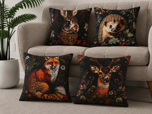XPOSE® Set povlaků na polštář LESNÍ ZVĚŘ (digitální tisk) 43x43 cm - set 4ks