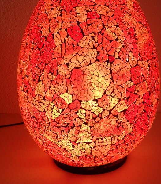 Stolní lampa EGG červená, 50 cm, ruční práce