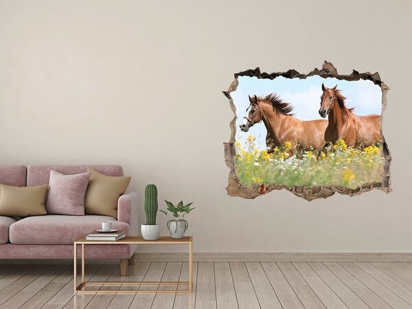 Díra 3D fototapeta Dva koně ve cvalu nd-k-71484450