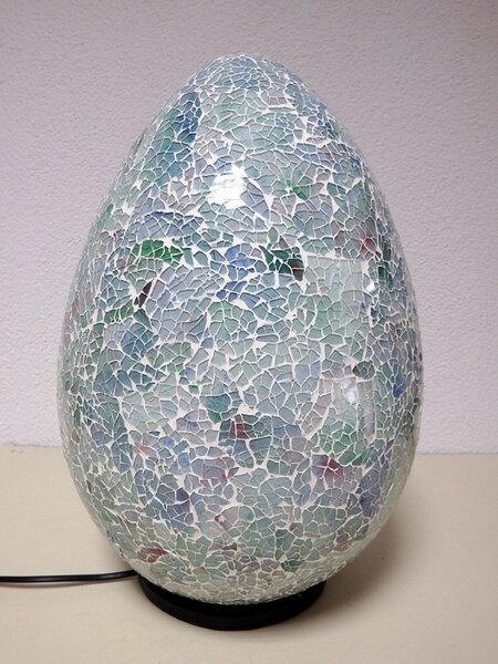 Stolní lampa sivá EGG,45 cm, mozaika, ruční práce